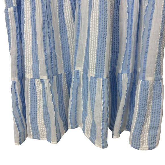 NWT Crown & Ivy Women's Puff Sleeve Printed Blue White Peasant Dress Plus Size L - Picture 4 of 7